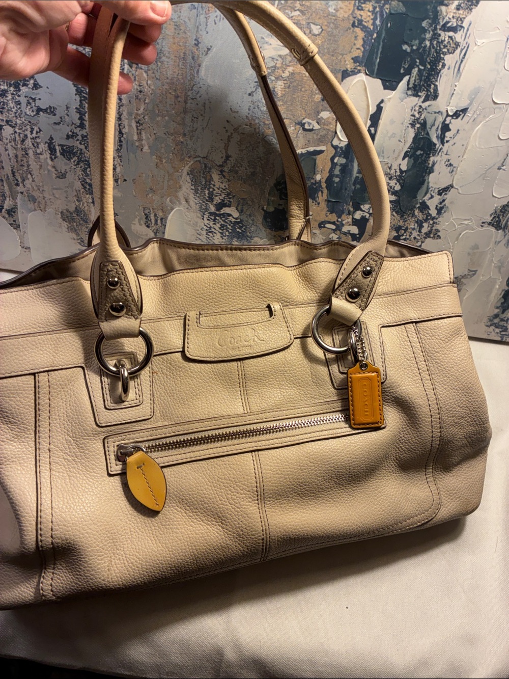 Genuine GUC Coach Penelope Leather Tote Handbag in Beige 2010